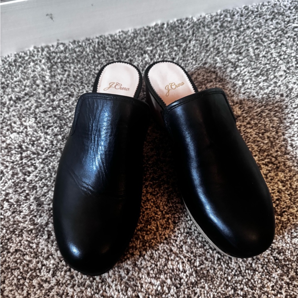 J. Crew Black Leather Clogs - Picture 2 of 7